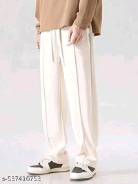 Mens White Korean Style Trousers  - White, 28