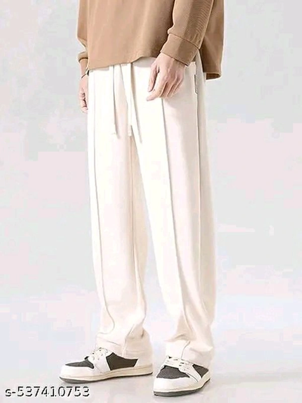 Mens White Korean Style Trousers  - White, 28