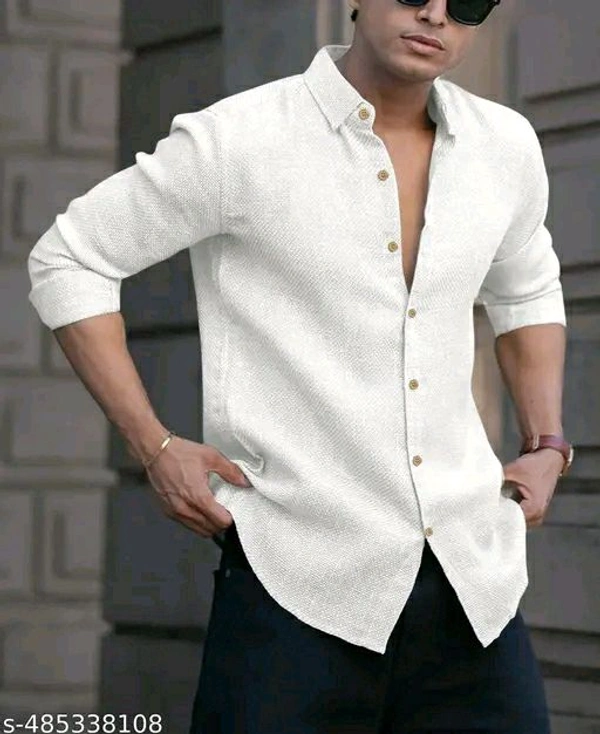 Mens Brown Linen Shirt - XL, White