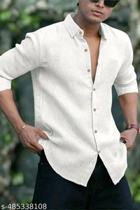 Mens Brown Linen Shirt - XL, White