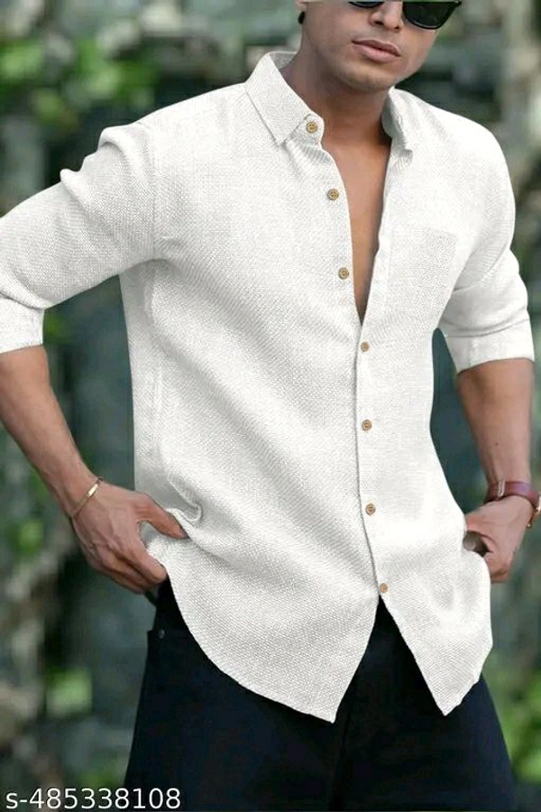 Mens Brown Linen Shirt - XL, White
