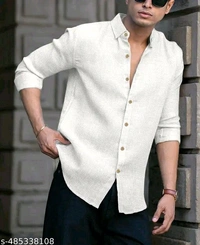 Mens Brown Linen Shirt - XL, White