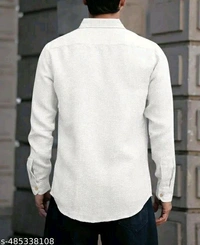 Mens Brown Linen Shirt - L, White