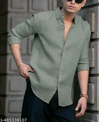 Mens Brown Linen Shirt - S, Mint Green