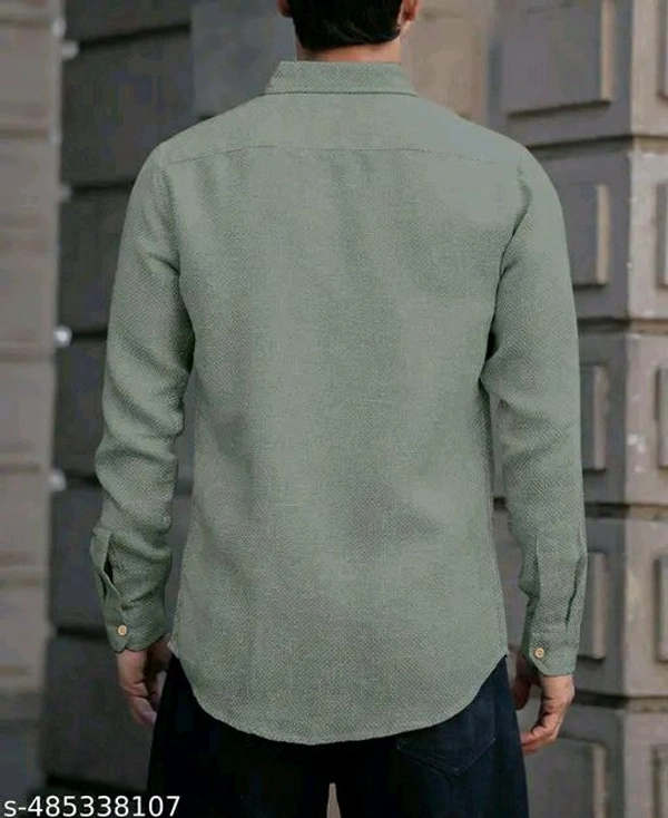 Mens Brown Linen Shirt - L, Mint Green