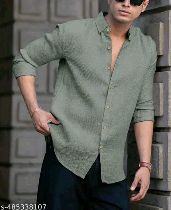 Mens Brown Linen Shirt - M, Mint Green