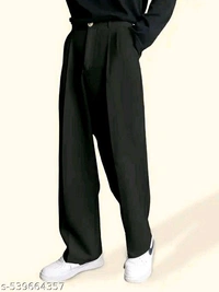 Mens White Korean Style Trousers  - Black, 36