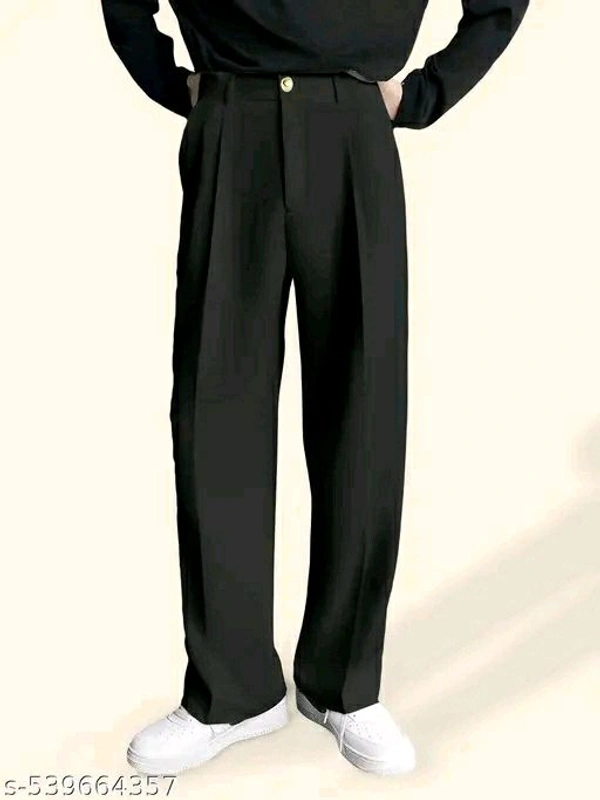 Mens White Korean Style Trousers  - Black, 30