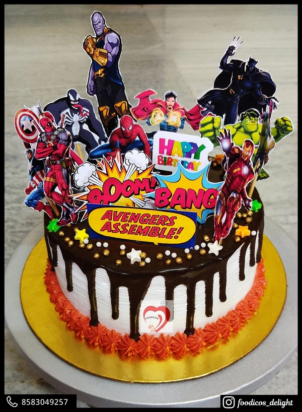 FOODICOS DELIGHT Avengers Theme Cake (Chocolate Base) Eggless