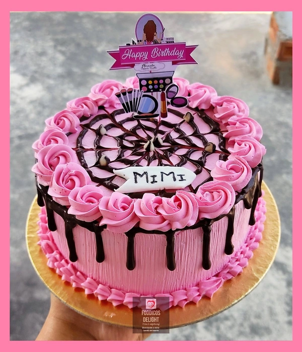 FOODICOS DELIGHT Chocolate Cake With Pink Icing