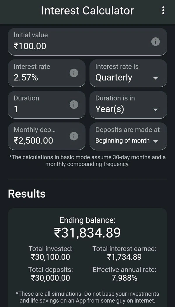 RECURRING DEPOSIT -DAILY(×25 Days) - ₹100
