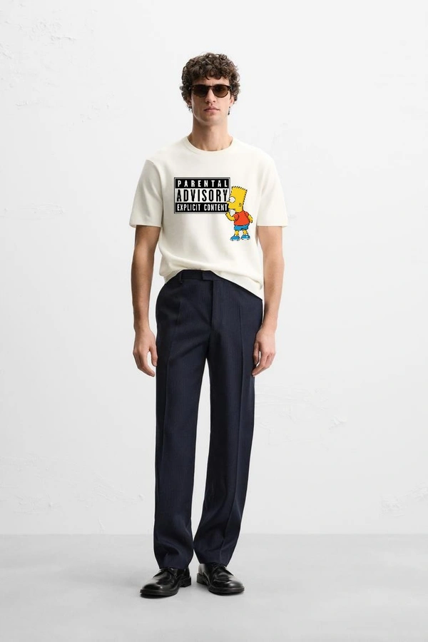 URBANKNIT  Bart Graphic “Parental Advisory” Cotton T-Shirt - White, M