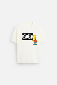 URBANKNIT  Bart Graphic “Parental Advisory” Cotton T-Shirt - White, M