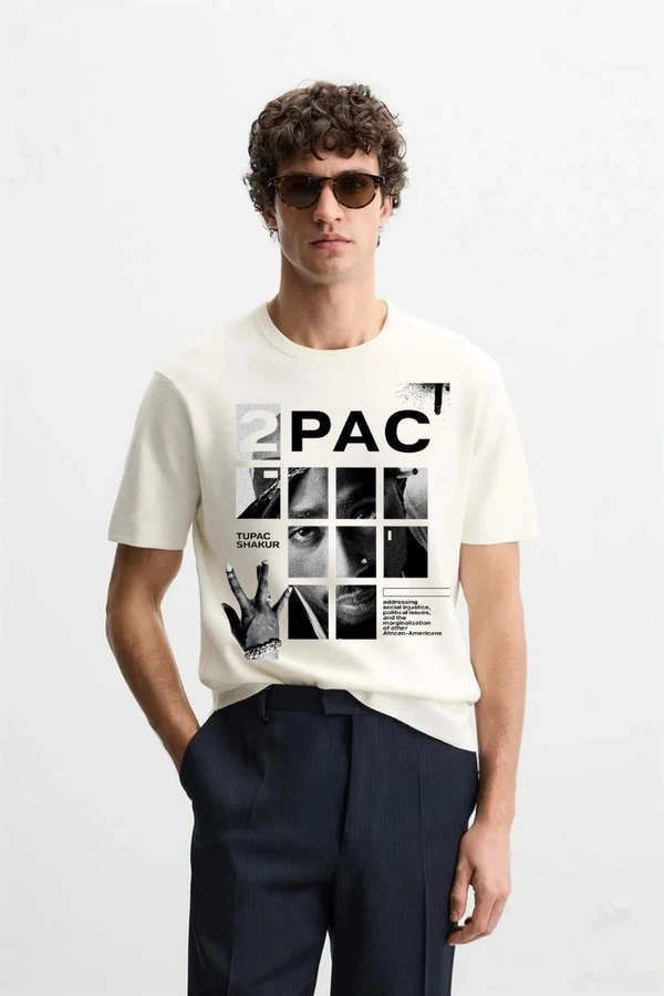 URBANKNIT  2PAC Tribute Graphic Cotton T-Shirt
 - White, L