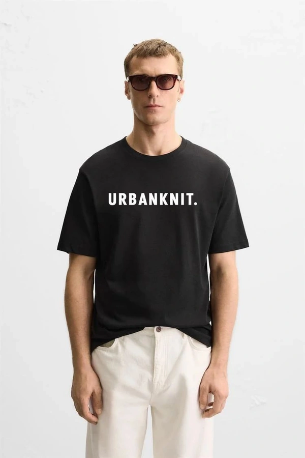 Urbanknit  UrbanKnit “Rise Again” Oversized Cotton T-Shirt – Front & Back Minimal Graphic Print
 - Black, L