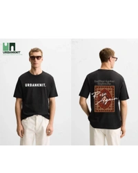 Urbanknit  UrbanKnit “Rise Again” Oversized Cotton T-Shirt – Front & Back Minimal Graphic Print
 - Black, L