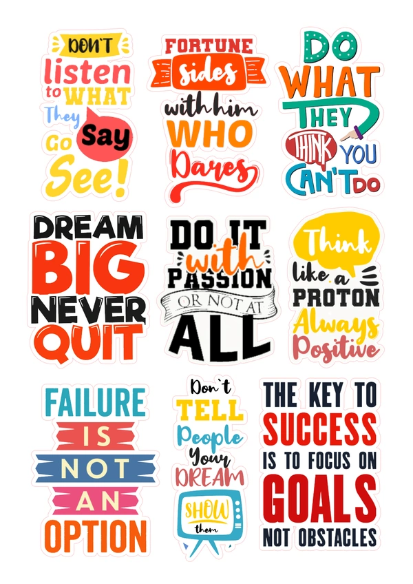 Motivational Laptop Sticker Sheets - A4