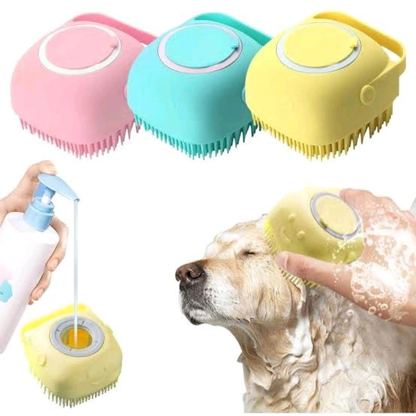 Pet Bathing Brush, Pet Bathing Brush With Shampoo Filling, Soft Brushes  - Teal, Free