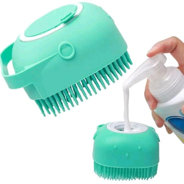 Pet Bathing Brush, Pet Bathing Brush With Shampoo Filling, Soft Brushes  - Teal, Free