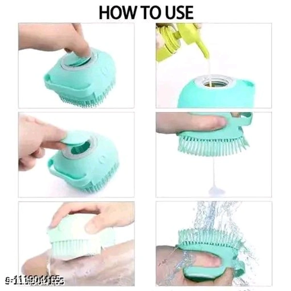 Pet Bathing Brush, Pet Bathing Brush With Shampoo Filling, Soft Brushes  - Teal, Free
