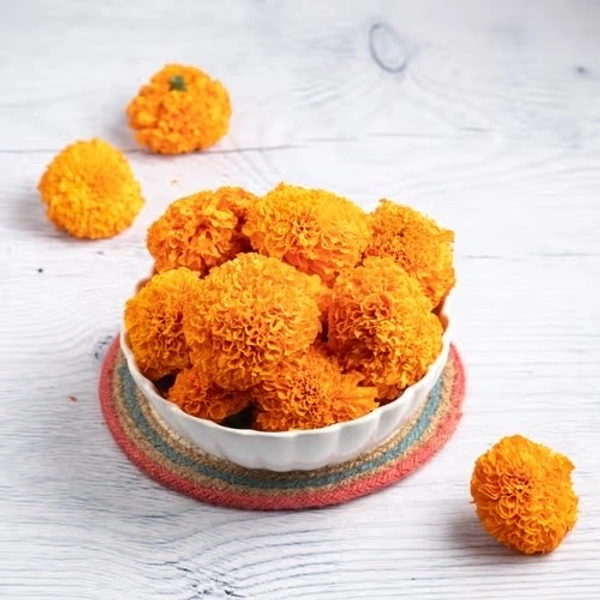 Orange Marigold Flower (माला)1pcs - Flush Orange