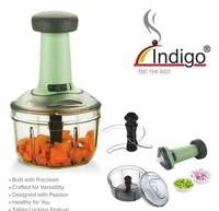 Indigo Push-Down Food Chopper – Quick & Safe Vegetable Dicer - Free Size, Feijoa
