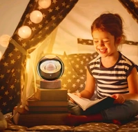 3D Crystal Galaxy Lamp – LED Saturn & Milky Way Night Light for Kids, Bedroom, and Home Décor | USB Powered Space Orb with Wooden Base - Wooden, Freesize