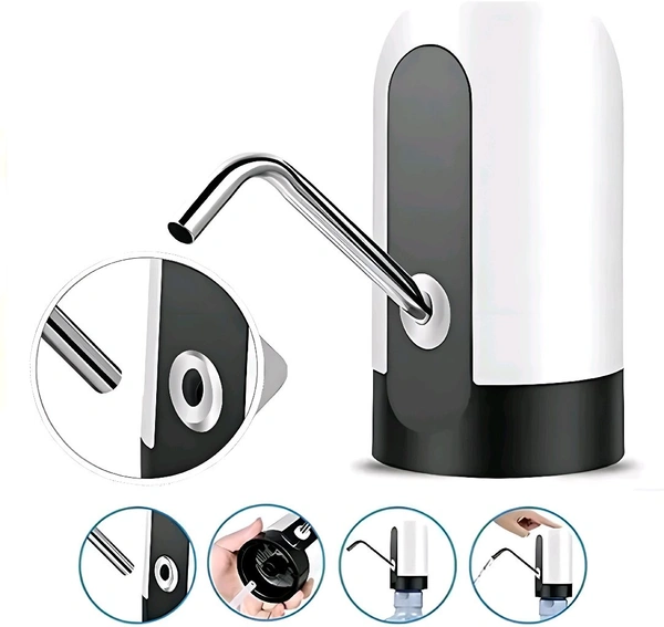 Automatic Water Dispenser Pump – USB Rechargeable Electric Bottle Pump for 5-Gallon Jugs | One-Touch Portable Drinking Water Pump with 1200mAh Battery - Black, Freesize