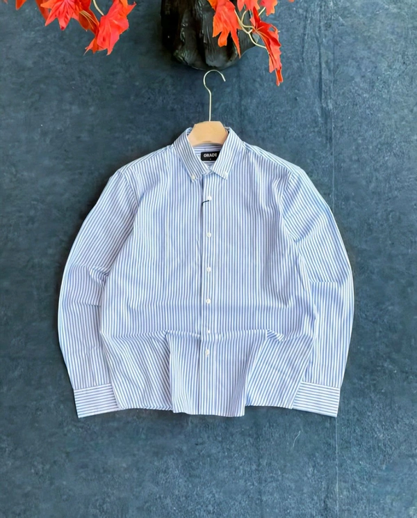 Old Mone Cotton Linen Blue-Shirt  - Sky Blue, XL