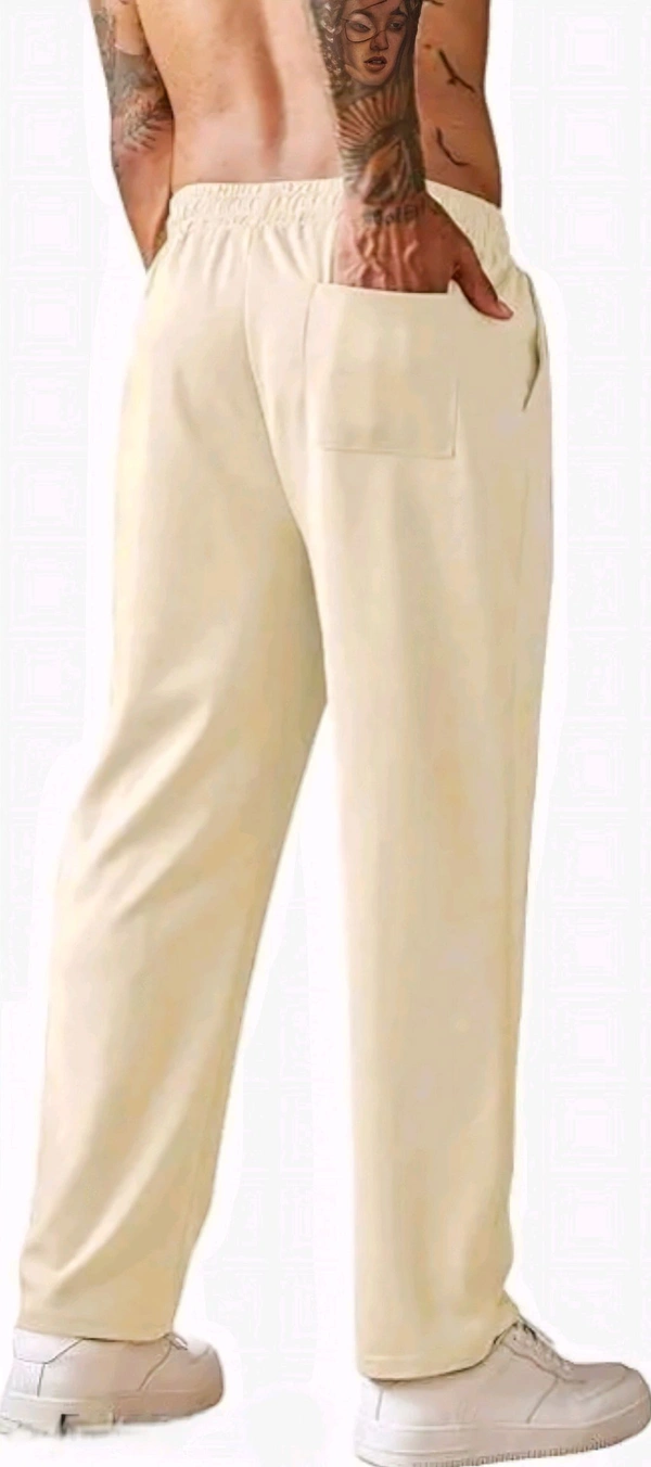 Clubbuzz Quality Men's Slit Ankle Pants Black  - Coconut Cream, 28
