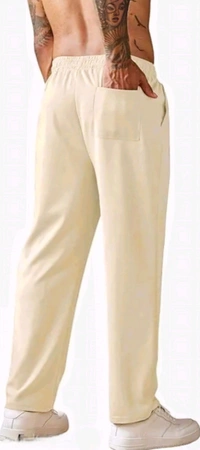 Clubbuzz Quality Men's Slit Ankle Pants Black  - Coconut Cream, 32