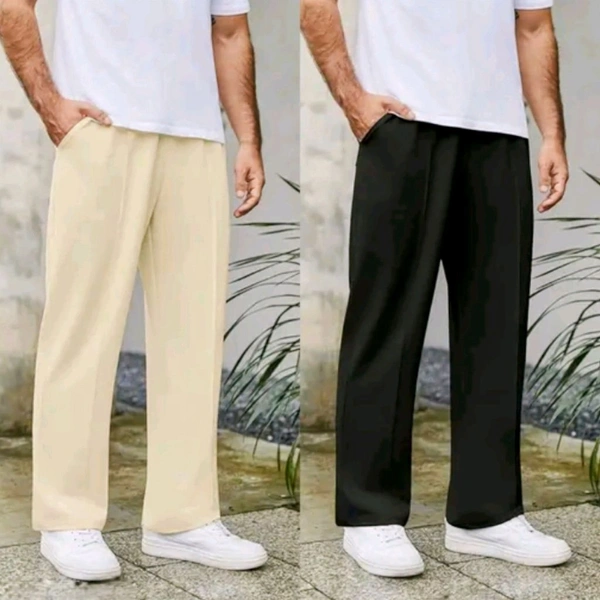Clubbuzz Quality Men's Slit Ankle Pants Black  - Black, 34