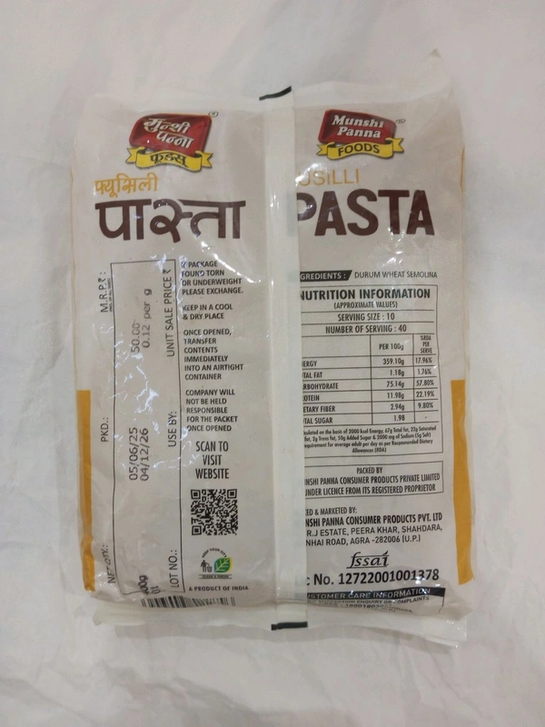 Munshi Panna Fusilli Pasta 400g