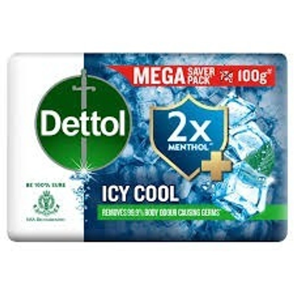 Dettol Bathing Bar ( Pack Of 5 Pcs) - 500g (100g per pcs), Icy Cool