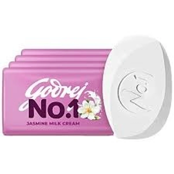 Godrej No.1 Bathing Bar  (4+1free) - 500g (100g Per Pac), Jasmine Milk cream
