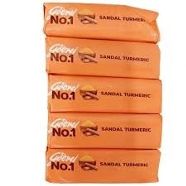 Godrej No.1 Bathing Bar (4+1 free) - 500g (100g per pcs), Sandal Turmeric