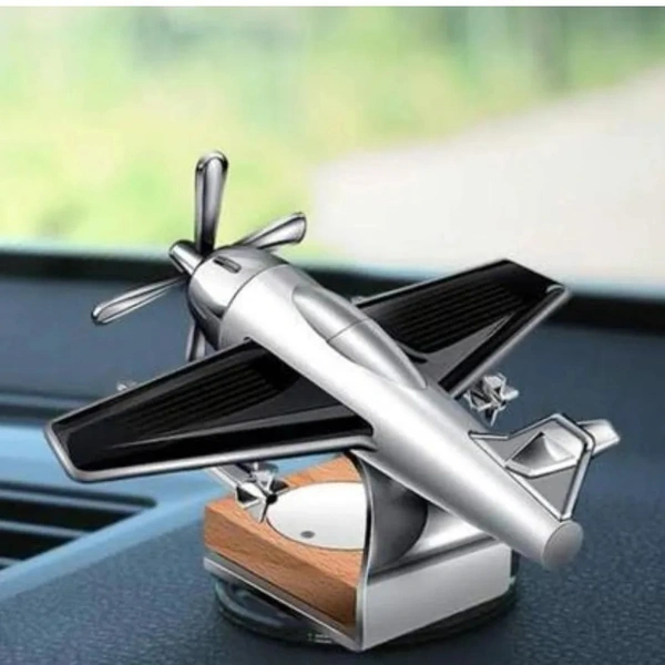Car Freshner Solar Aeroplane For Dashboard  - Silver