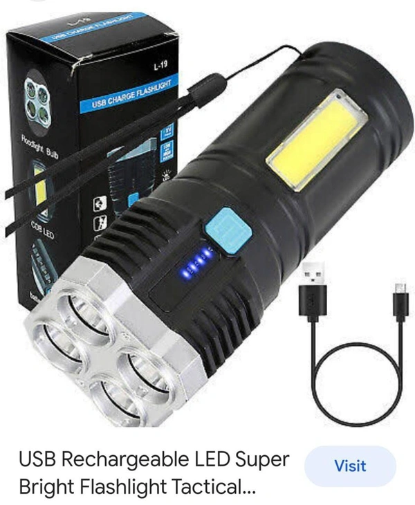 LED Torch 4LED Light 3 Mode Chargeable 