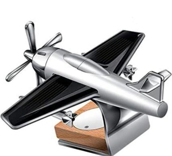 Car Freshner Solar Aeroplane For Dashboard  - Silver