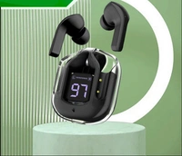 Wireless Bluetooth Earbuds Transparent Display  - Black