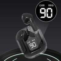 Wireless Bluetooth Earbuds Transparent Display  - Black