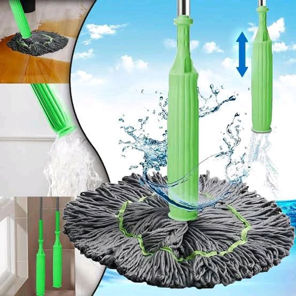 360° Rotating Microfiber Floor Cleaning Mop Perfect for Dry & Wet Mopping – Easy Squeeze Self-Wringing Design - Screamin' Green