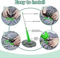 360° Rotating Microfiber Floor Cleaning Mop Perfect for Dry & Wet Mopping – Easy Squeeze Self-Wringing Design - Screamin' Green