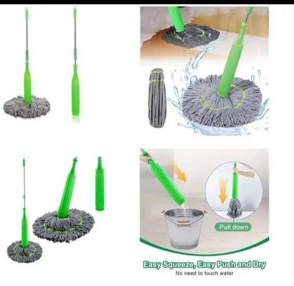 360° Rotating Microfiber Floor Cleaning Mop Perfect for Dry & Wet Mopping – Easy Squeeze Self-Wringing Design - Screamin' Green