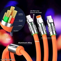 Indian Stuff  3 in 1 Fast Charging Cable  - Tangerine