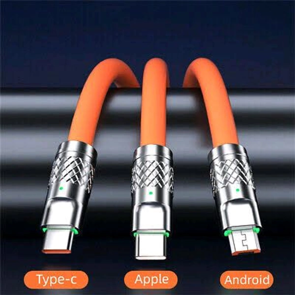Indian Stuff  3 in 1 Fast Charging Cable  - Tangerine
