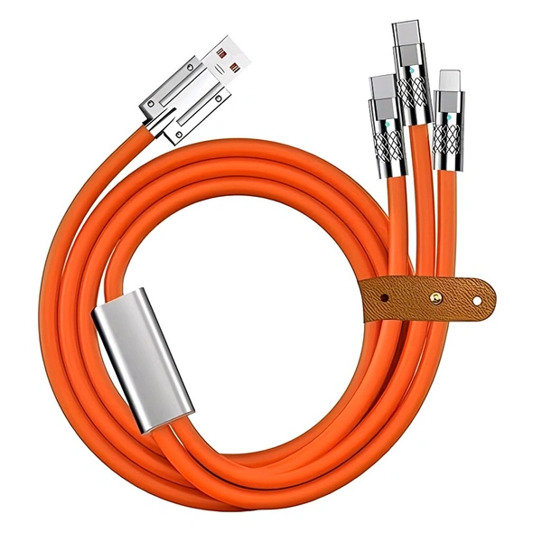 Indian Stuff  3 in 1 Fast Charging Cable  - Tangerine