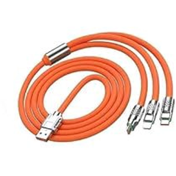 Indian Stuff  3 in 1 Fast Charging Cable  - Tangerine