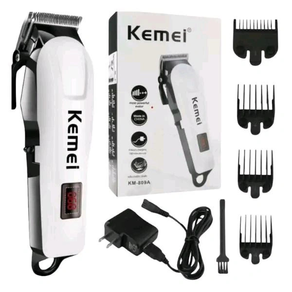 Kemei 🪒KM-809A Rechargeable Hair Trimmer – Pro Grooming at Home - White