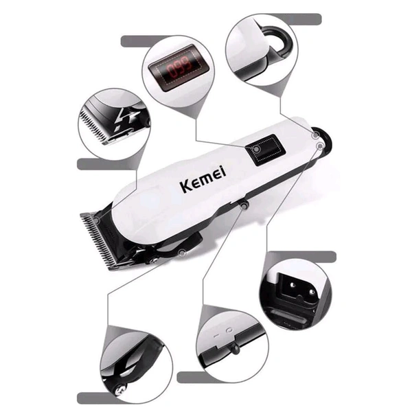 Kemei 🪒KM-809A Rechargeable Hair Trimmer – Pro Grooming at Home - White